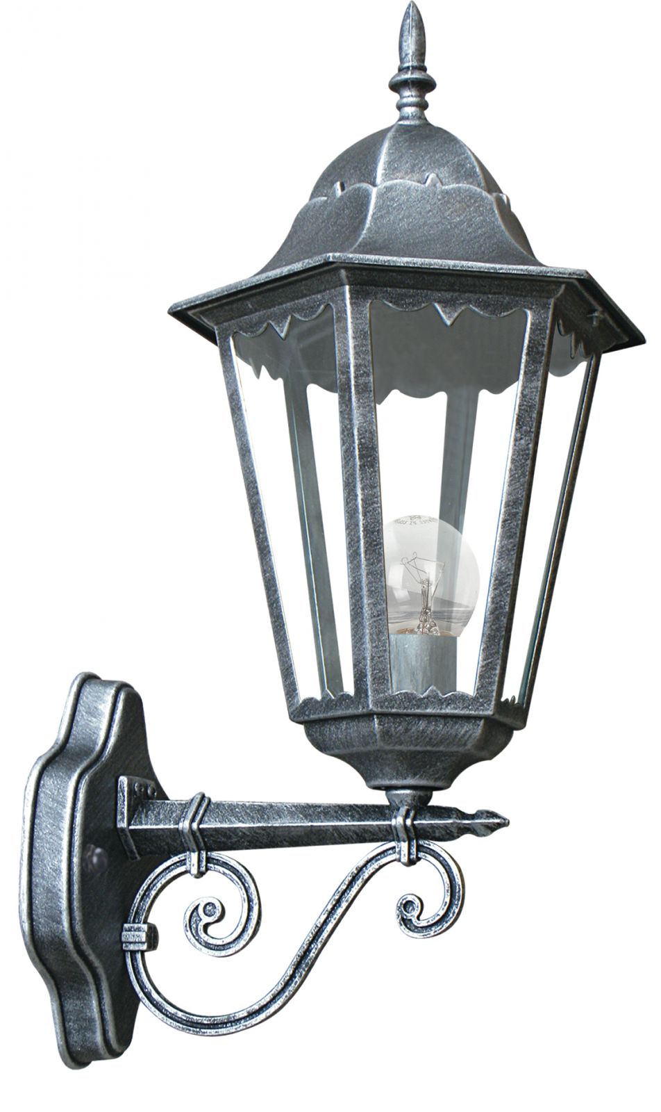 Applique lanterna per esterno IP44 in alluminio nero pennellato argento diffusore in vetro lampada 1XE27 non inclusa FIRENZE Applique lanterna per esterno IP44 in alluminio nero pennellato argento diffusore in vetro lampada 1XE27 non inclusa FIRENZE
